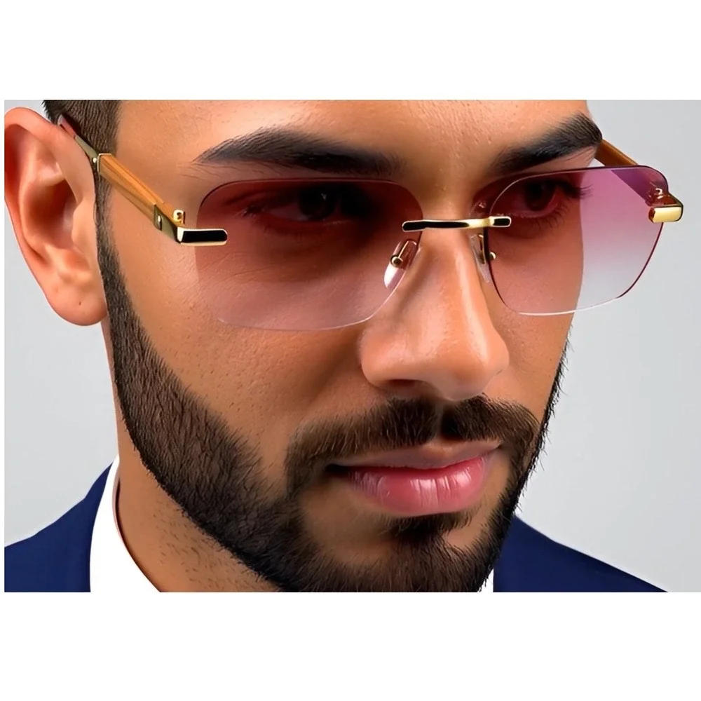 Pink Square Sunglasses Aviator Men Sophisticated Retro Light Weight‎ Elegant New